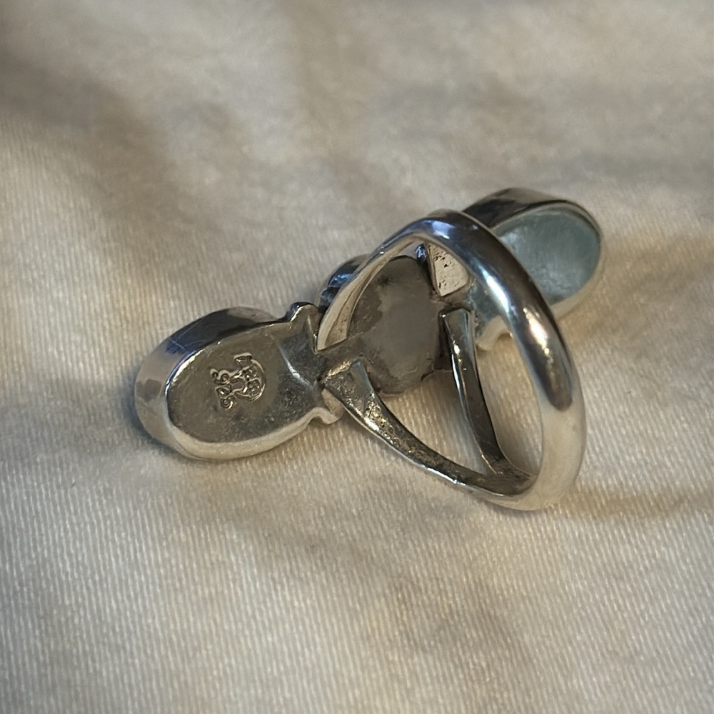 Turquoise Sterling Silver Ring with Garnet Gemstone - Picture 2 of 3